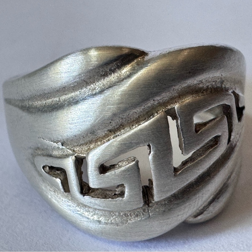 Sterling Silver Band with Greek Key Design Men's or Women’s Ring